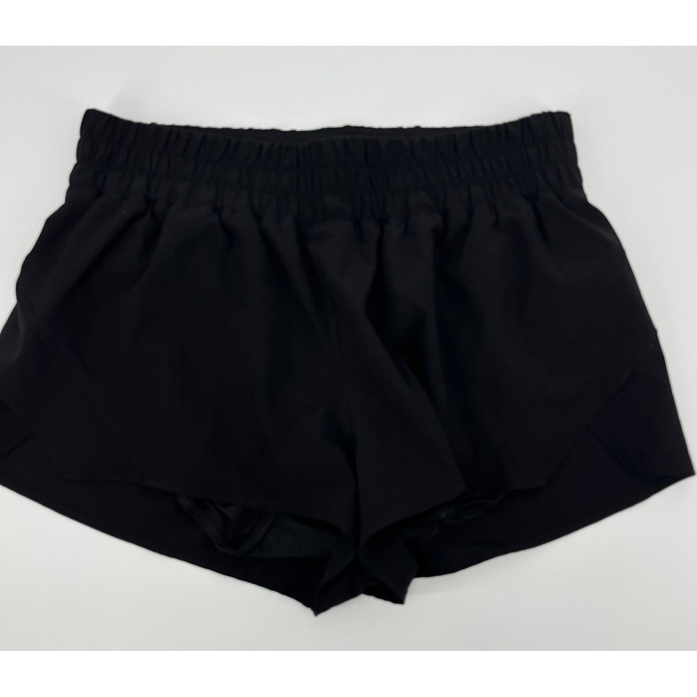 Hylete Womens Black Athletic Running Training Shorts Large Split Hem Zip Pocket